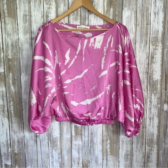 Pants Store Tyche Pink Satin Blouse - Picture 3 of 7